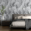 GE5112 Large Tropical herbage Endless Murals in Gray Black