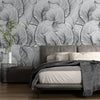 GE5112 Large Tropical herbage Endless Murals in Gray Black