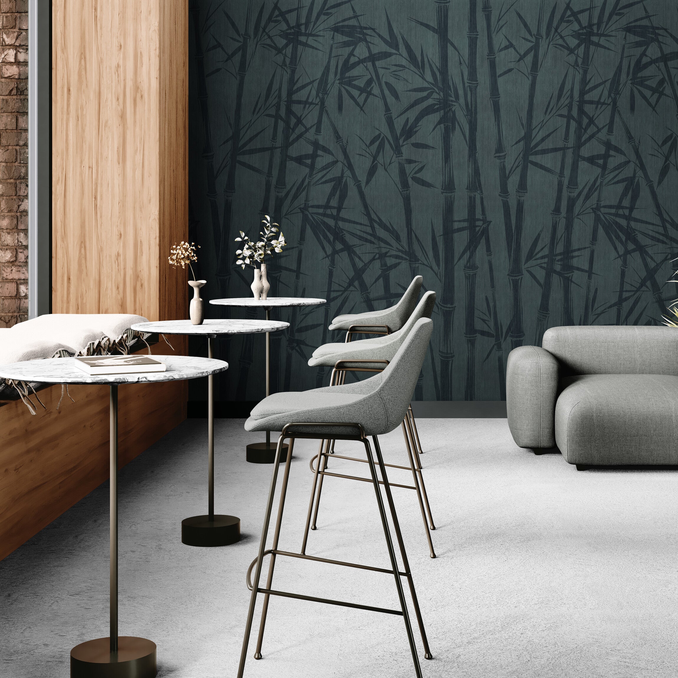 GE5100 Bamboo Serenity Endless Murals in Dark Teal