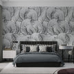 GE5112 Large Tropical herbage Endless Murals in Gray Black