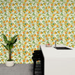 GW5071 Orange Blossoms Peel and Stick Wallpaper Roll 19 inch Wide x 18 ft. Long, Orange Green Yellow