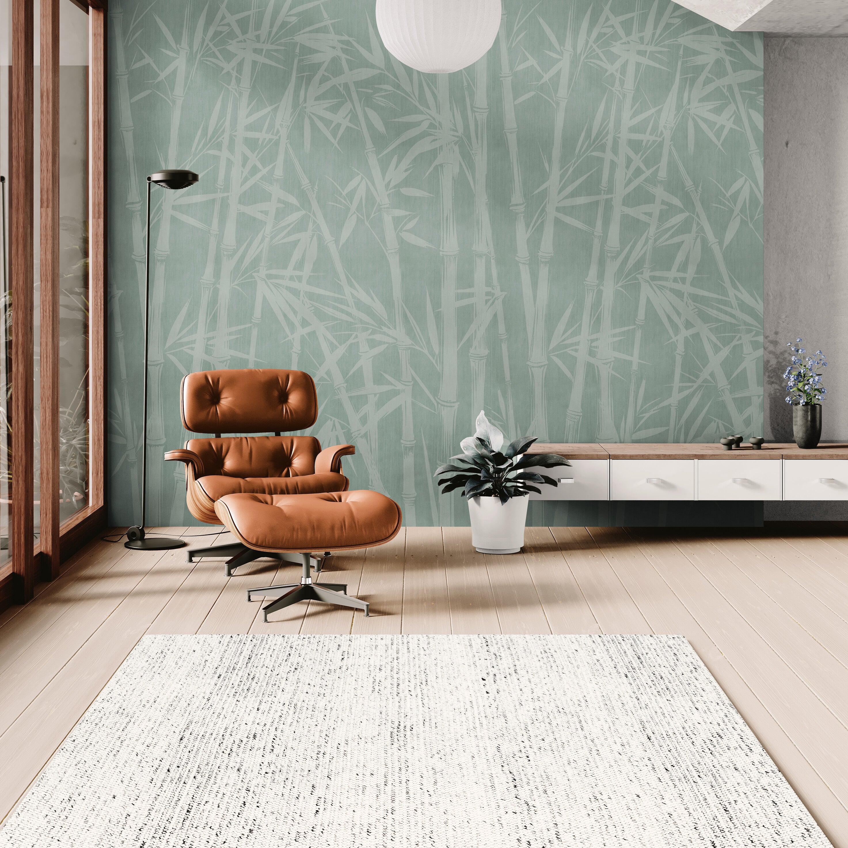 GE5101 Bamboo Serenity Endless Murals in Soft Sage Green