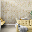 GE5110 Large Tropical herbage Endless Murals in Cream and Sand Gold