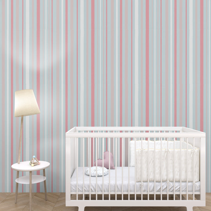 GW6080 Tousled Stripe Wallpaper Roll 19 inch Wide x 18 ft. Long in Pink Blue