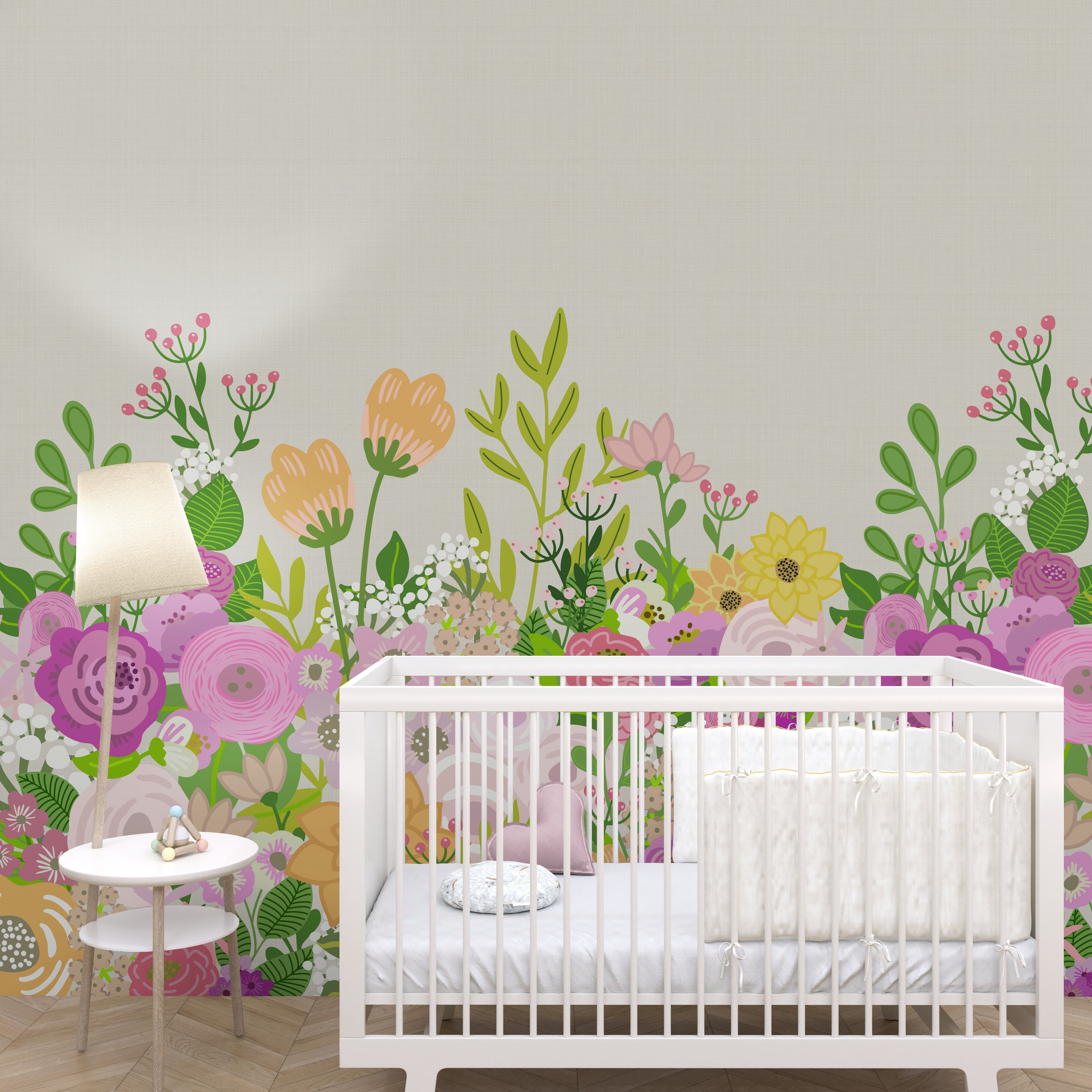 GE5041 Big Blooms Grace & Gardenia Endless Mural Beige Cream Multi-color