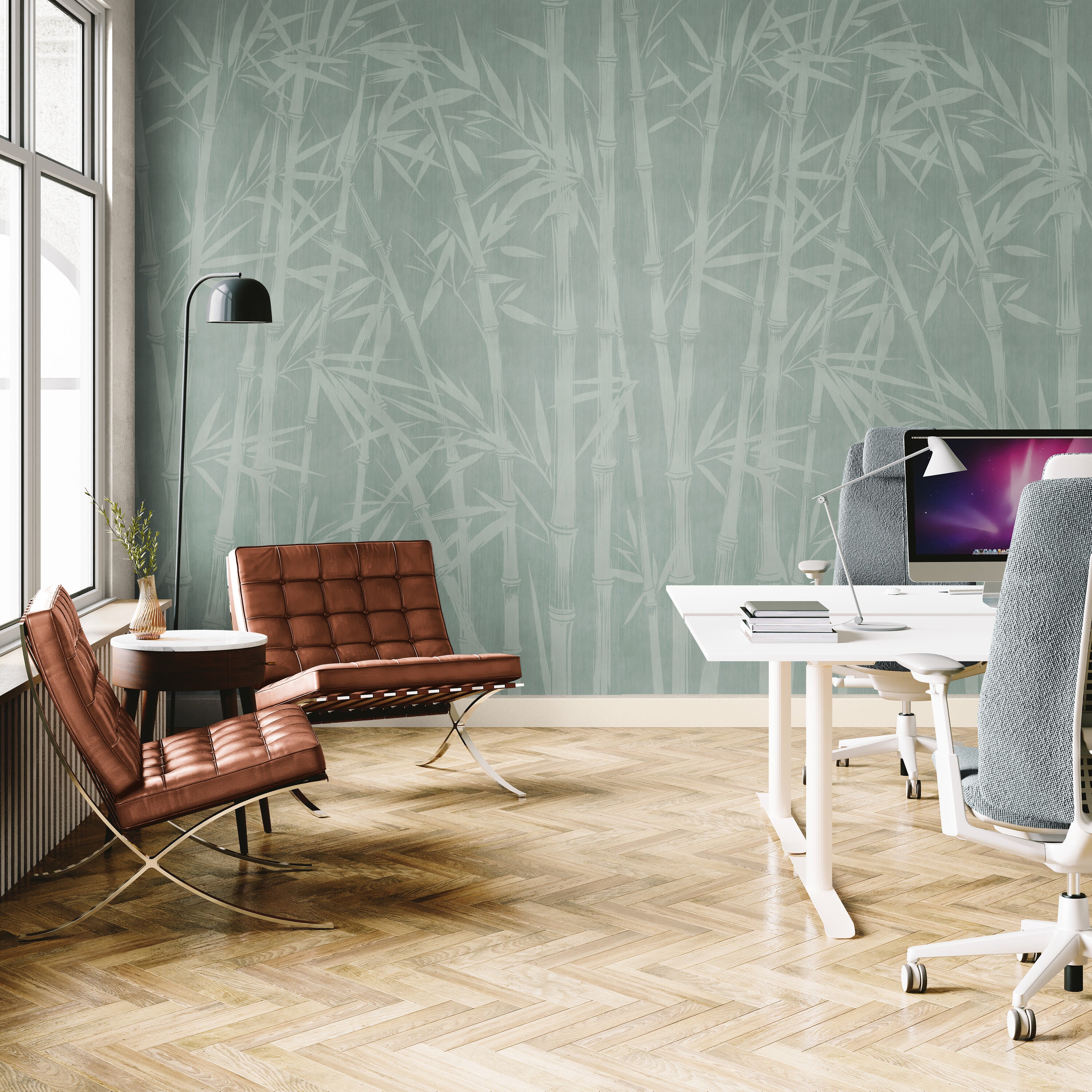 GE5101 Bamboo Serenity Endless Murals in Soft Sage Green