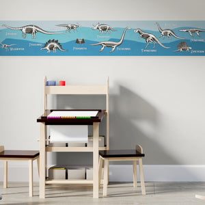 GB90243 X-Ray Dinosaurs Peel and Stick Wallpaper Border 10in or 8in Height x 15ft Long Blue Black White