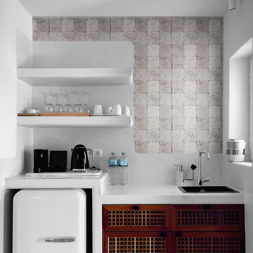 GW7122 Square tumbled Stone Wallpaper Roll 19 inch Wide x 18 ft. Long in Gray