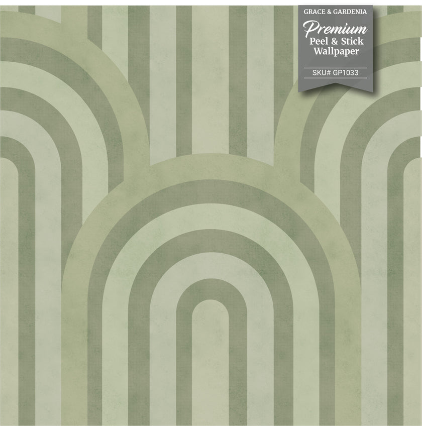 GP1034 Narrow Retro Arches Wallpaper Panels 26in Wide in Pink