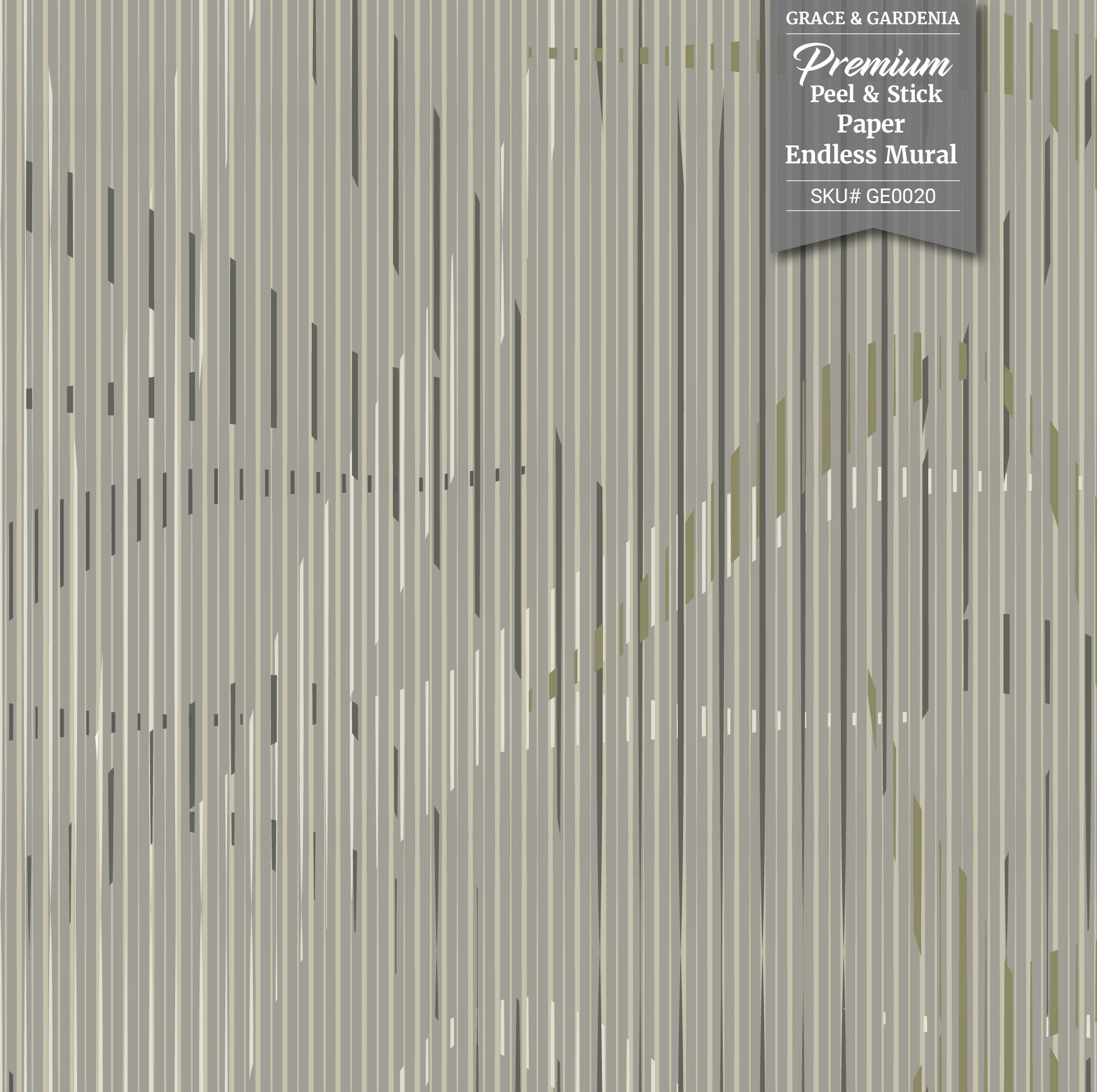 GE0020 Lenticular Foliage Endless Murals Dark Gary Brown