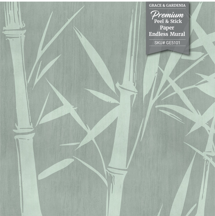 GE5101 Bamboo Serenity Endless Murals in Soft Sage Green