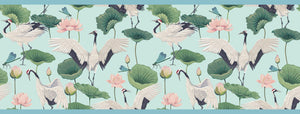 GB50041g8 Cranes and Grasshoppers Peel and Stick Wallpaper Border 8in Height x 15ft Long Blue Green Pink