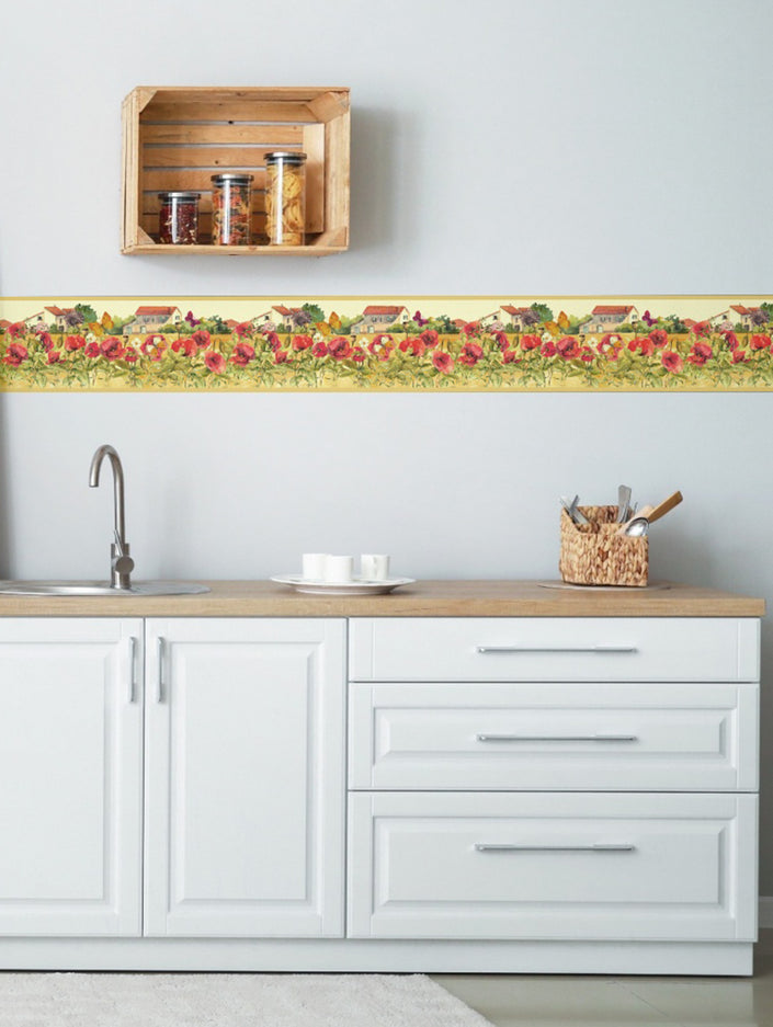 GB50061 Countryside Watercolor Flowers Peel and Stick Wallpaper Border 10