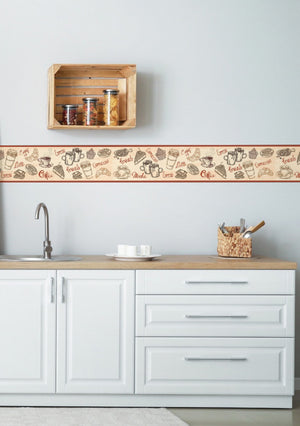 GB80011 Coffee Illustrations Peel and Stick Wallpaper Border 10