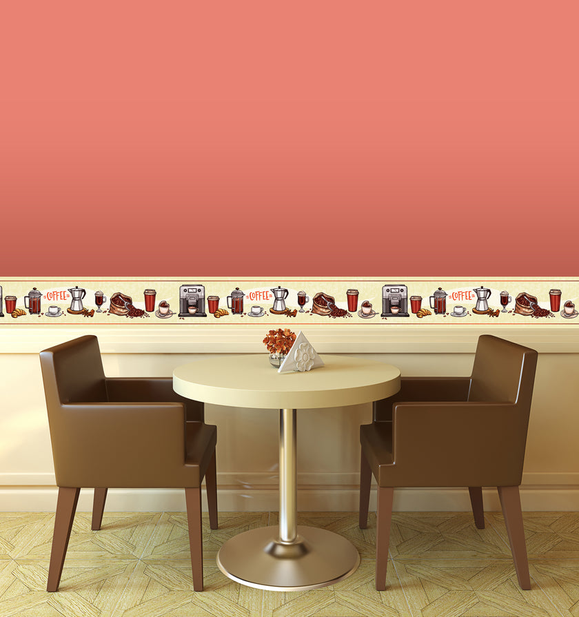 GB80021 Coffee Items Peel and Stick Wallpaper Border 10