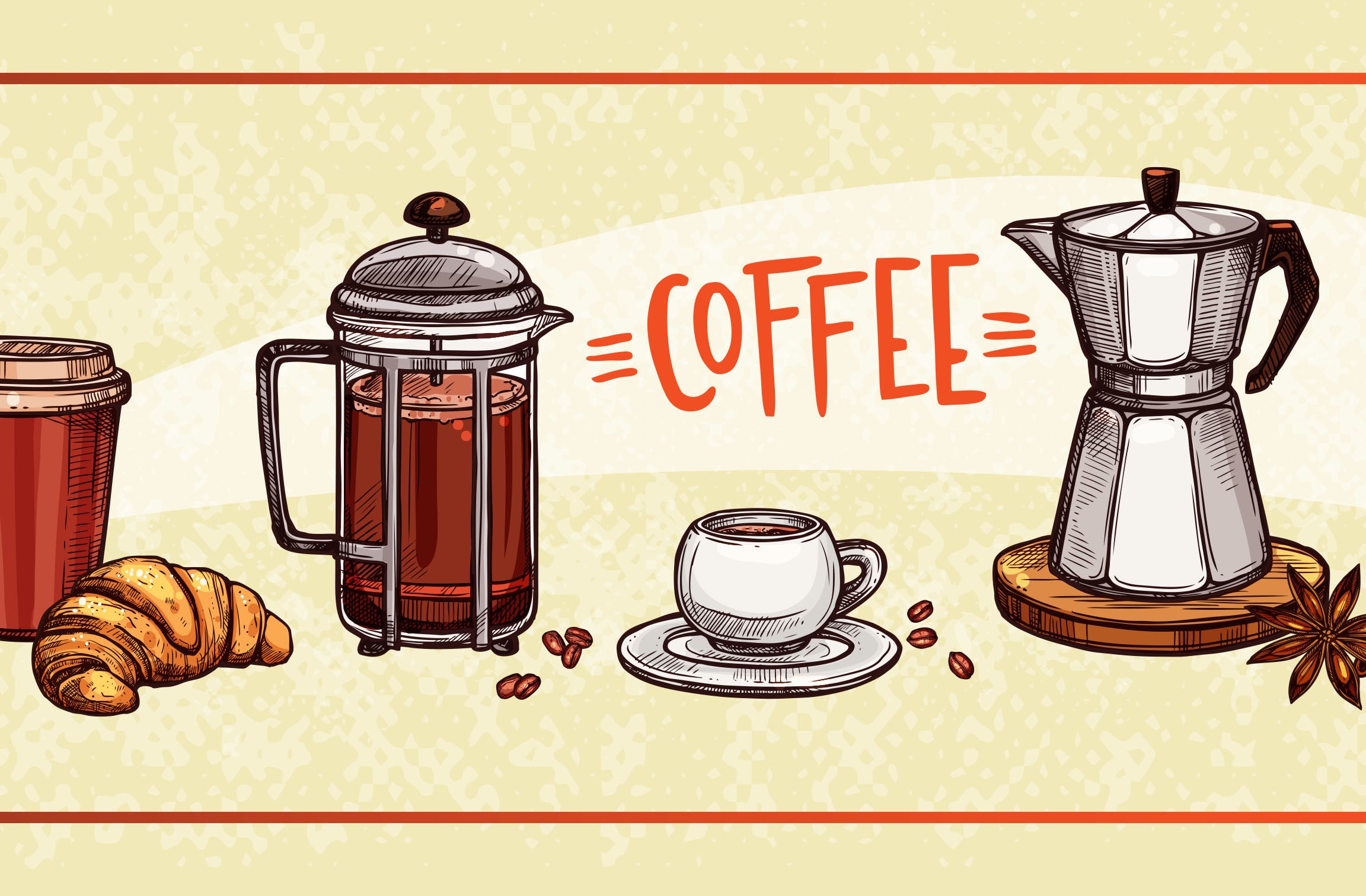 GB80021 Coffee Items Peel and Stick Wallpaper Border 10