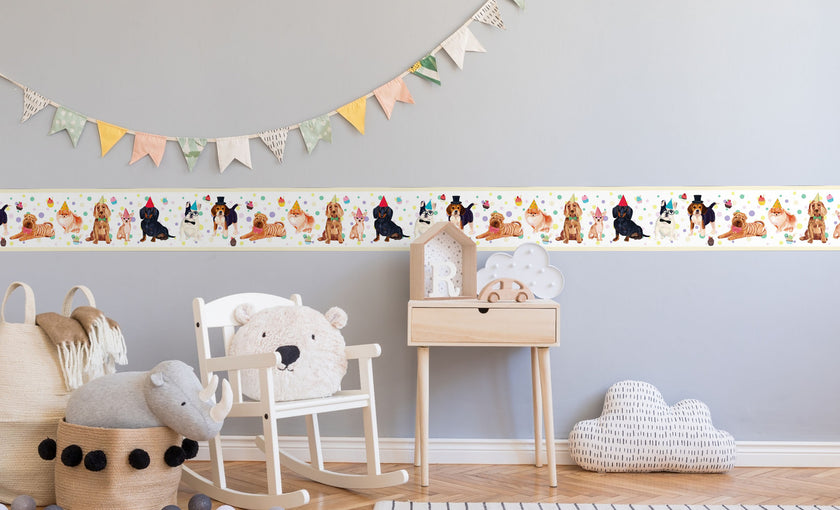 GB90041 Party Dogs Peel and Stick Wallpaper Border 10