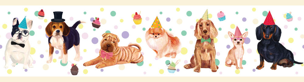 GB90041 Party Dogs Peel and Stick Wallpaper Border 10