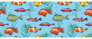 GB90061g8 Cartoon Fish Peel and Stick Wallpaper Border 8in Height x 15ft Long Blue Green Orange