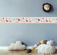 GB90200 Safari Animals Peel and Stick Wallpaper Border 10in or 8in Height x 15ft Long, Pink Purple Beige