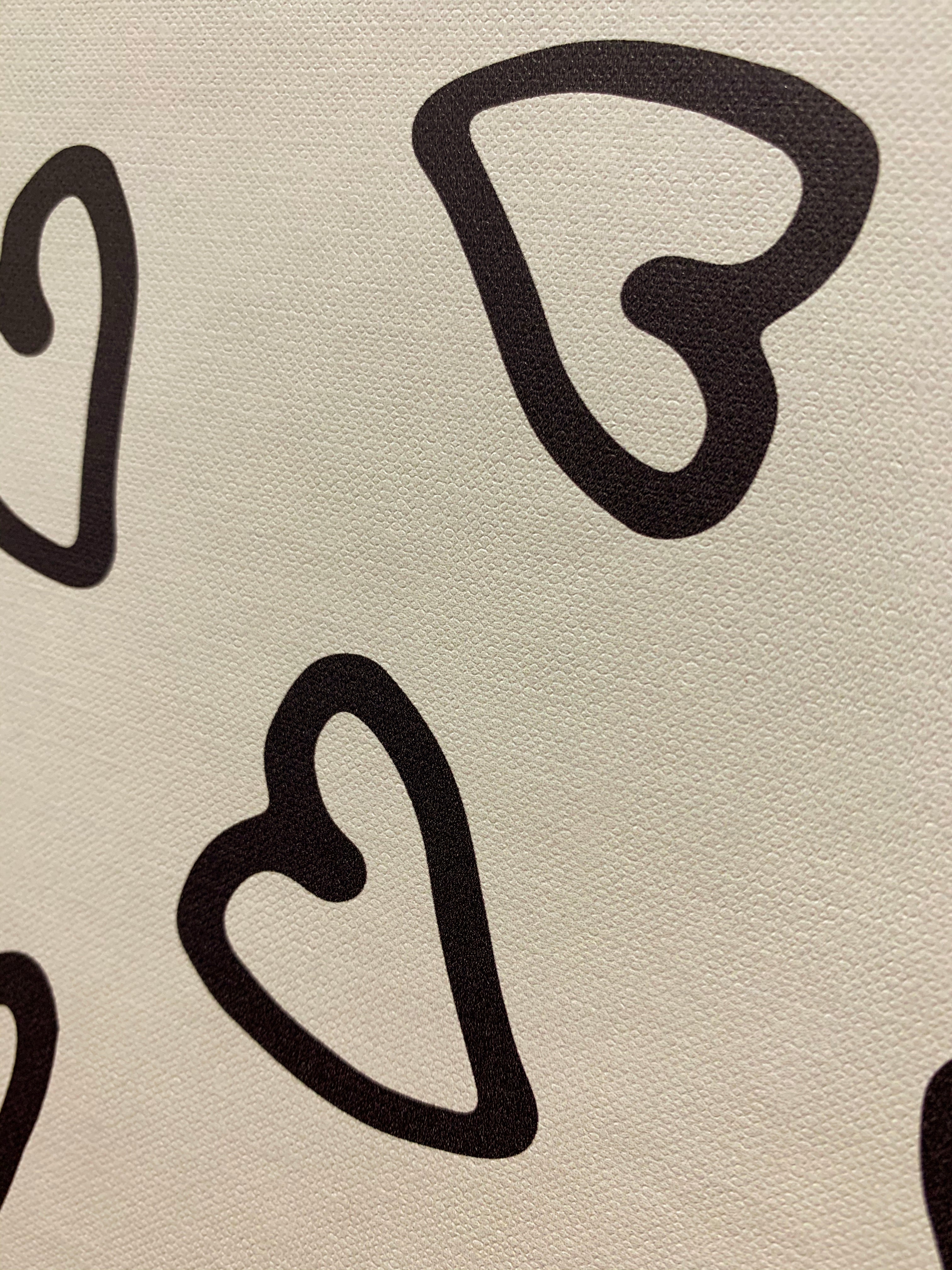 GP1006 Hand Painted Hearts Premium Peel and Stick Wallpaper Panel 6 Ft High x 26 Wide Black on Beige