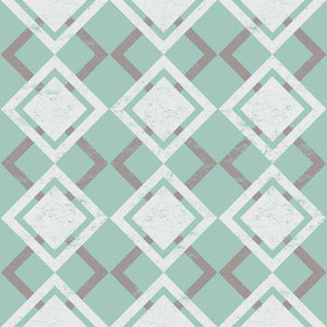 GP190021 Grace & Gardenia - Faded Diamonds on Light Green Premium Peel and Stick Wallpaper Panel 6 Ft High x 26