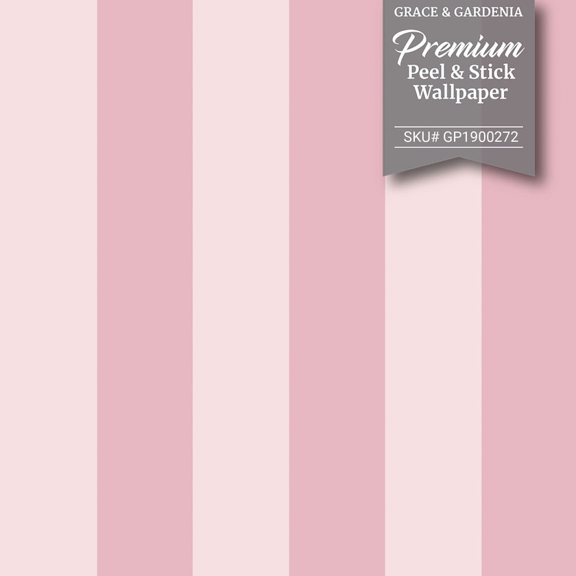 GP1900272 Pink Stripes Peel and Stick Wallpaper Roll 19 inch Wide x 18 ft. Long, Pink