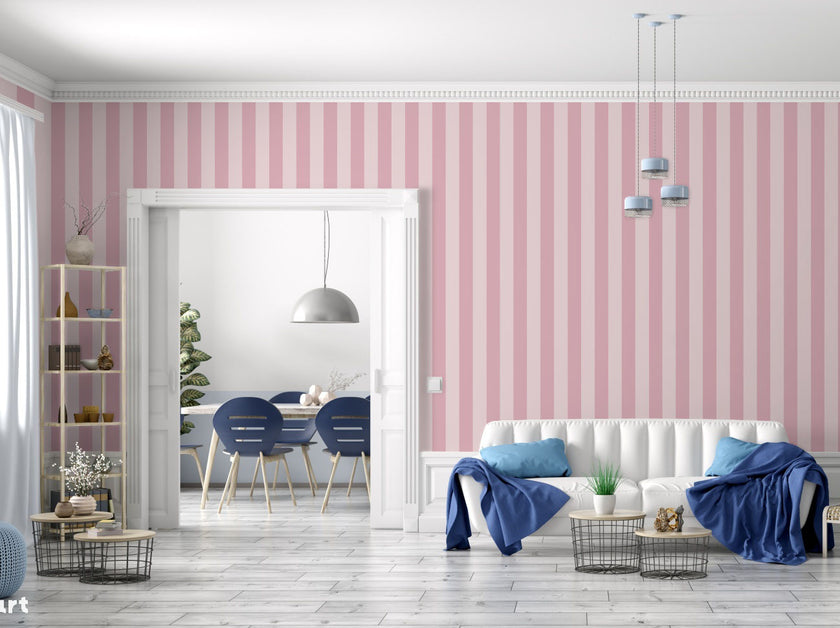 GP1900272 Pink Stripes Peel and Stick Wallpaper Roll 19 inch Wide x 18 ft. Long, Pink