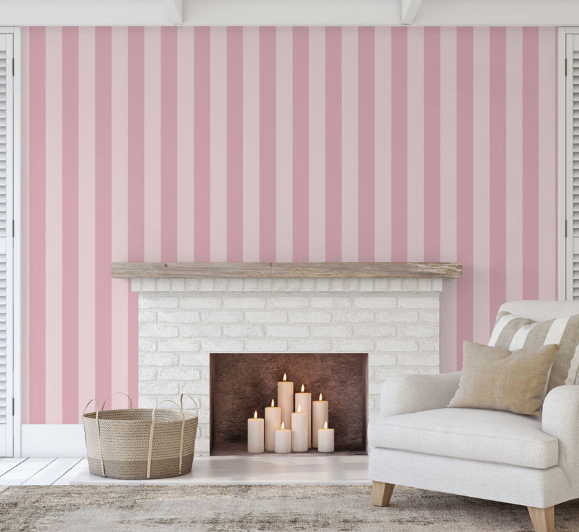 GP1900272 Pink Stripes Peel and Stick Wallpaper Roll 19 inch Wide x 18 ft. Long, Pink