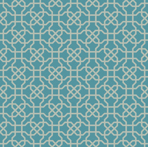 GP190052 Grace & Gardenia Hexagon Pattern on Blue Premium Peel and Stick Wallpaper Panel 6 Ft High x 26