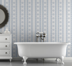 GW1061 Captain's Wheels and Knots Peel and Stick Wallpaper Roll 19 inch Wide x 18 ft. Long Cerulean Slate Blue Gray