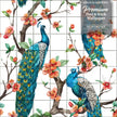 GW2165 Peacock with Grid Peel and Stick Wallpaper Roll 19 inch Wide x 18 ft. Long, Blue White Orange