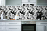 GW4014 French Farmhouse Chickens & Sunflowers Peel and Stick Wallpaper Roll 19 inch Wide x 18 ft. Long Black White