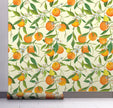 GW5071 Orange Blossoms Peel and Stick Wallpaper Roll 19 inch Wide x 18 ft. Long, Orange Green Yellow