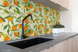 GW5071 Orange Blossoms Peel and Stick Wallpaper Roll 19 inch Wide x 18 ft. Long, Orange Green Yellow