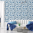 GW5131 Grace & Gardenia Watercolor Floral on Paper Peel and Stick Wallpaper Roll 19 inch Wide x 18 ft. Long, Blue