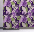 GW5171 Leaf Print Pattern Peel and Stick Wallpaper Roll 19 inch Wide x 18 ft. Long Green Purple