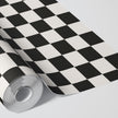 GW0200 Check Faux Grasscloth Plain weave Texture Wallpaper Roll 19 inch Wide x 18 ft. Long in Black White