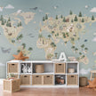 GDSE3520 Animal Atlas Wallpaper Mural Premium Peel and Stick Material 26in Wide x 9 ft. Blue