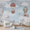 GDSE3530 Aviation Adventure Wallpaper Mural Premium Peel and Stick Material 26in Wide x 9 ft. Blue Pink