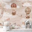 GDSE3531 Aviation Adventure Wallpaper Mural Premium Peel and Stick Material 26in Wide x 9 ft. Mono Beige Pink