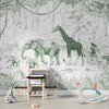 GDSE3012 Animal Parade Wallpaper Mural Premium Peel and Stick Material 26in Wide x 9 ft. Green