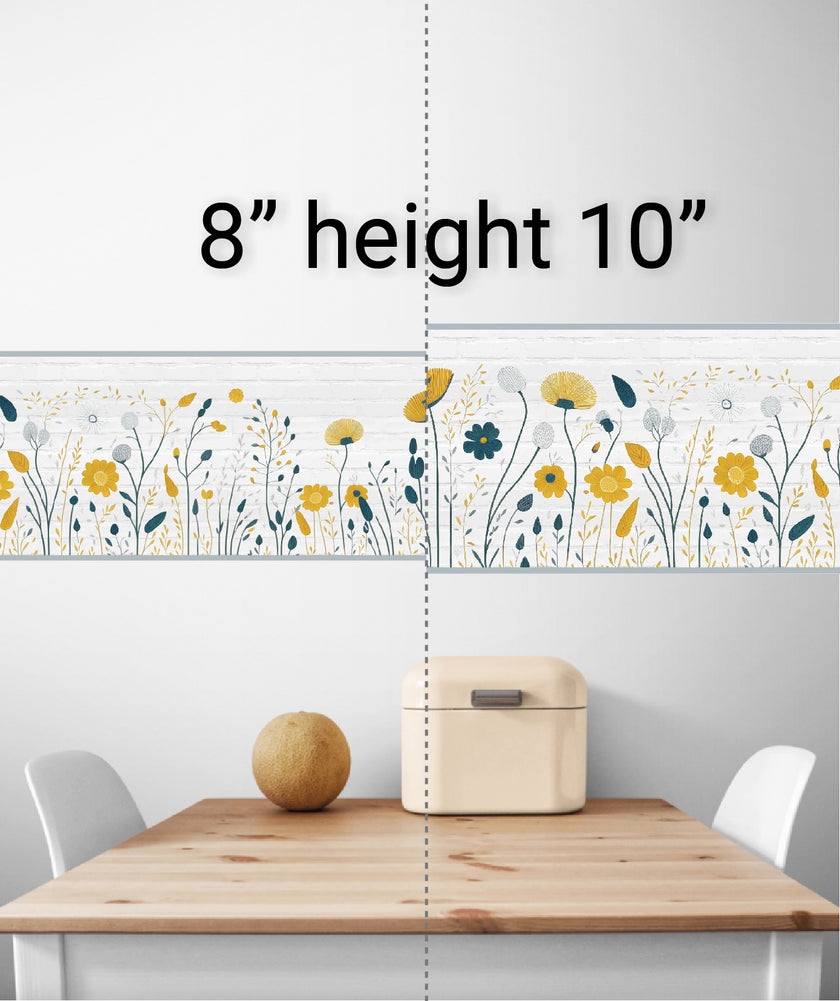 GB5050g8 City Wildflowers Peel and Stick Wallpaper Border 8in Height x 15ft Long Gray Yellow
