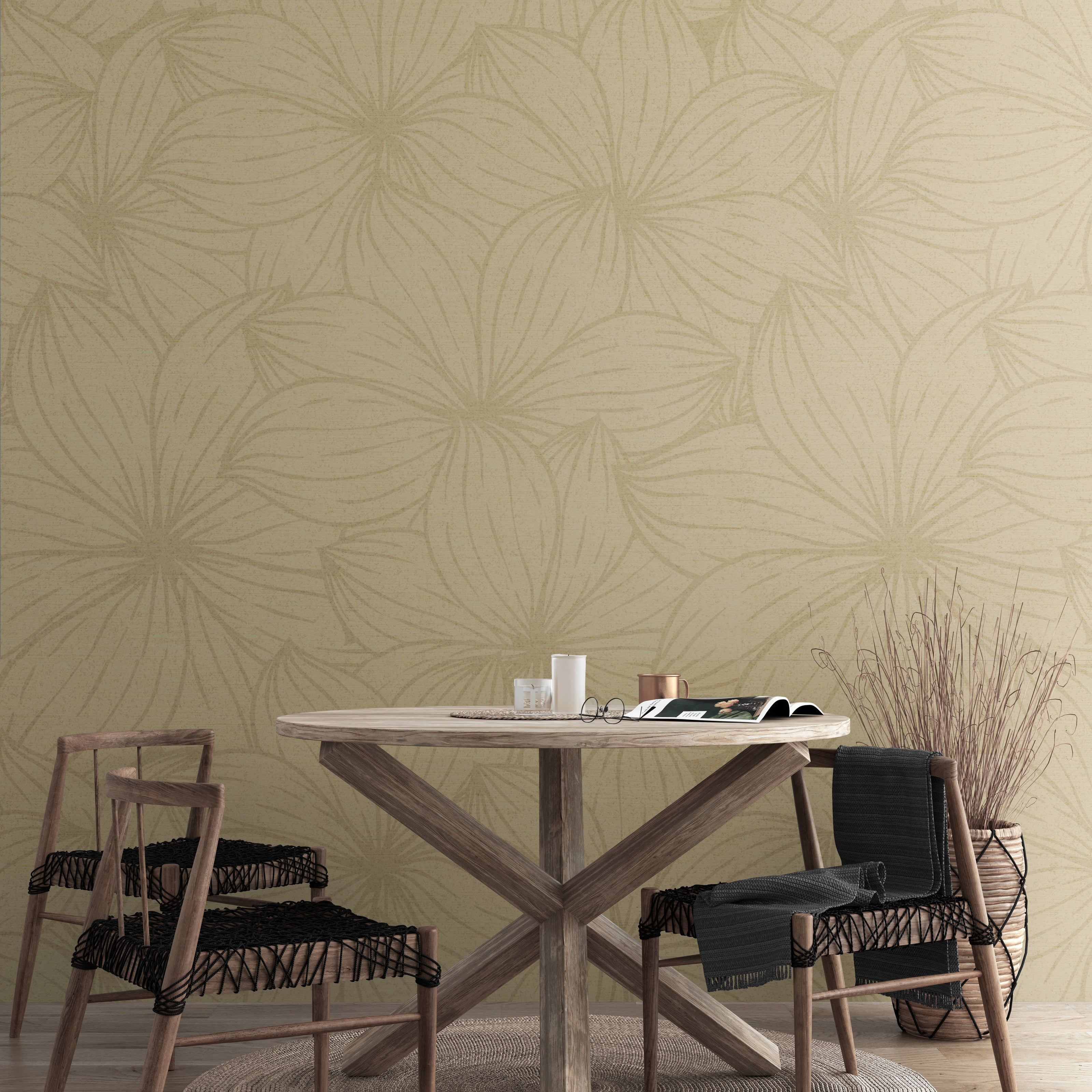 GE5002 Plumeria Endless Murals Caramel Brown