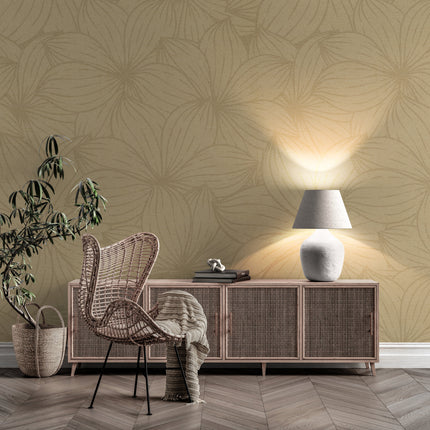GE5002 Plumeria Endless Murals Caramel Brown