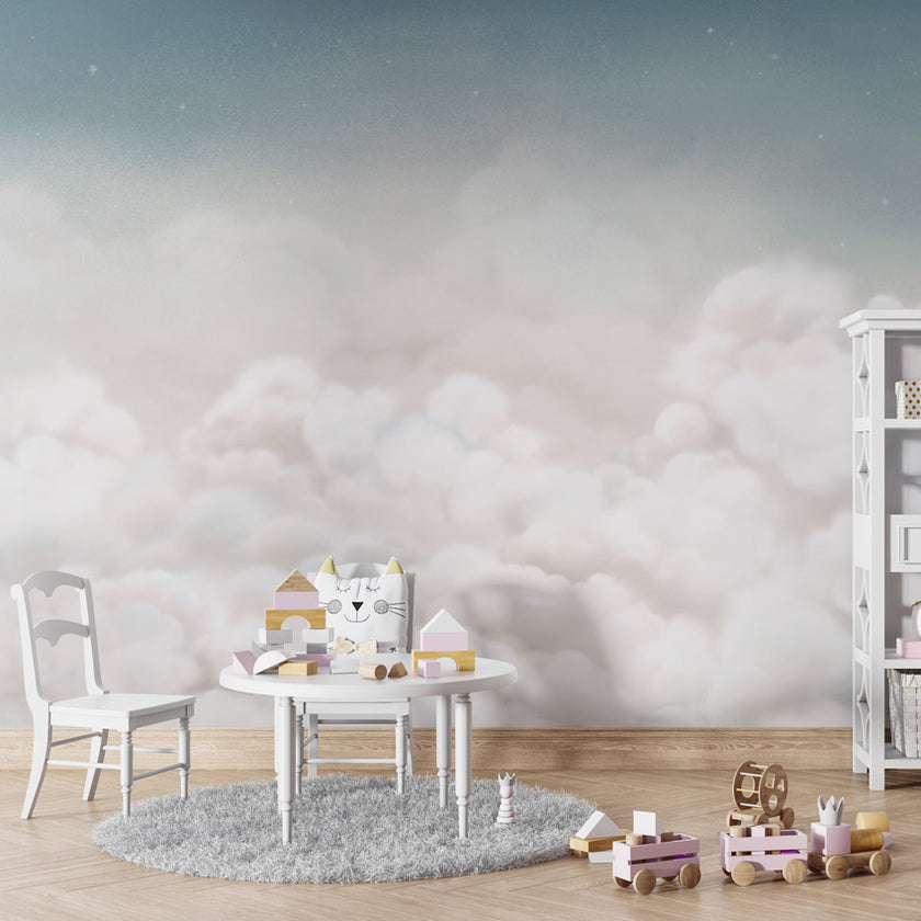 GDSE3550 Calming Clouds Wallpaper Mural Premium Peel and Stick Material 26in Wide x 9 ft. Blue