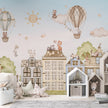 GDSE3560 City Cats Wallpaper Mural Premium Peel and Stick Material 26in Wide x 9 ft. Blue