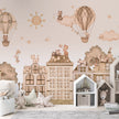GDSE3561 City Cats Mono Wallpaper Mural Premium Peel and Stick Material 26in Wide x 9 ft. Pink
