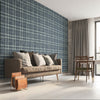 GP6070 Chunky Plaid Premium Peel and Stick Wallpaper Panel 26 Wide x 6 Ft High in Teal