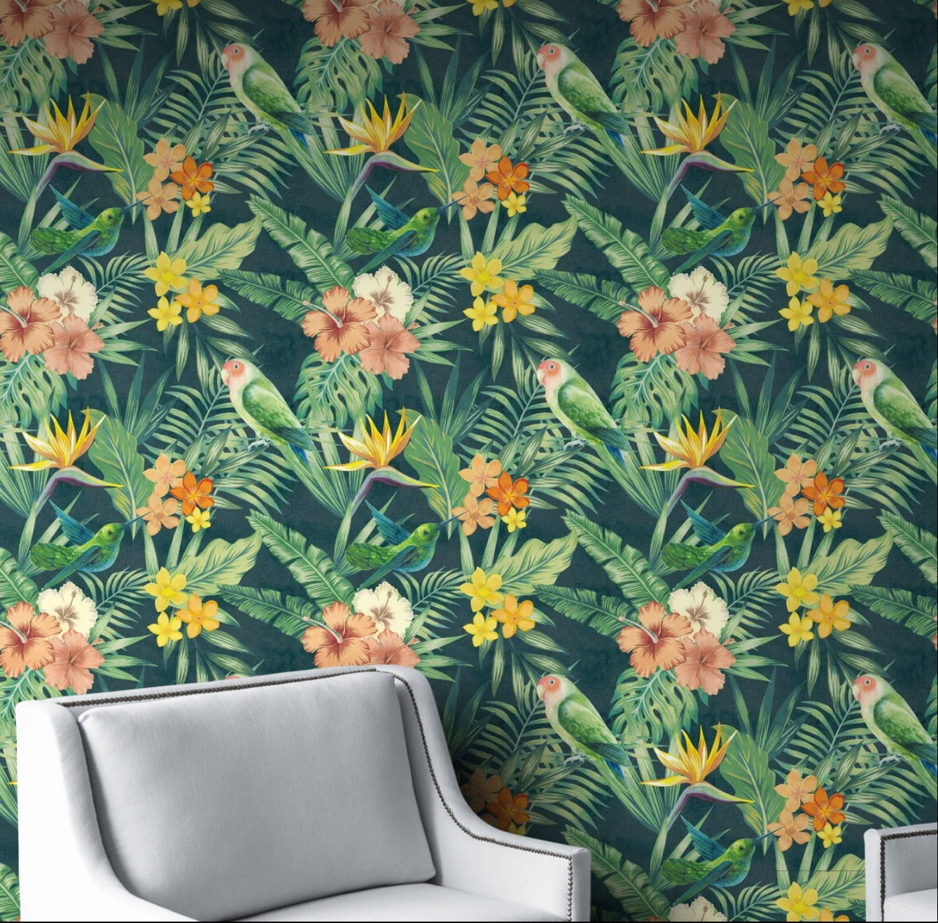 GP5070 Costa Tropical Premium Peel and Stick Wallpaper Panel 6 Ft High x 26 Wide in Green